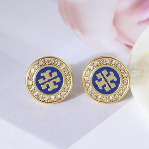 Tory Burch earrings logo teal glaze earrings